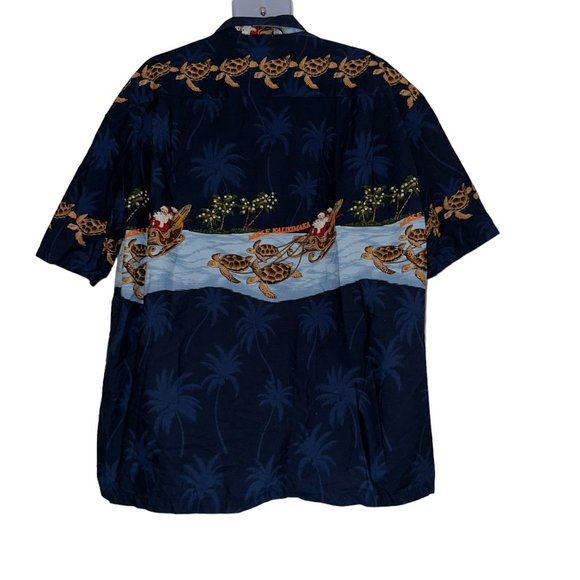 Vtg Pacific Legend Santa Hawaiian Shirt Mens 3XL Mele Kalikimaka Turtle Holiday - Picture 6 of 9